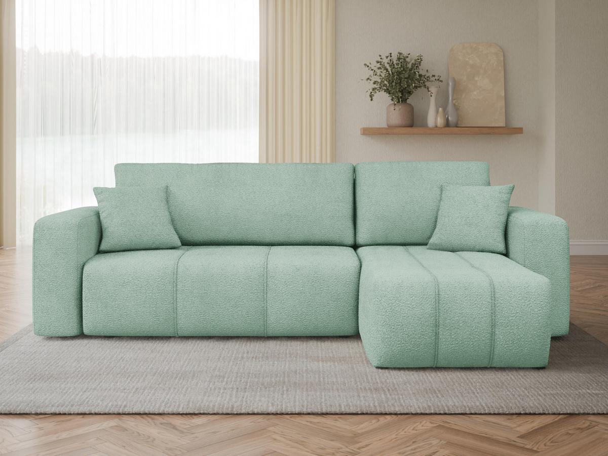 ECKSOFA Furyn Boucle - Schwarz/Mintgrün, Holzwerkstoff/Kunststoff (244/145cm) - MIRJAN24