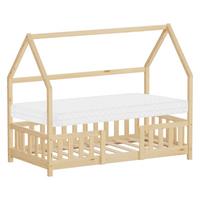 KINDERBETT 80x160 cm mit Matratze & Rausfallschutz Natur aus Kiefernholz - Naturfarben, Holz (80/160cm) - ML-DESIGN