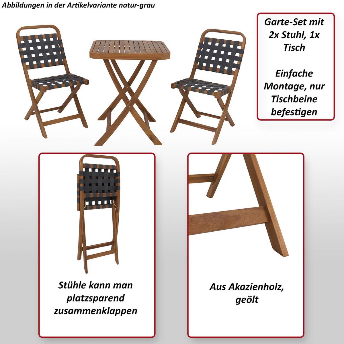 GARTEN-SET Braun, Grau - Braun/Grau, Holz - MCW