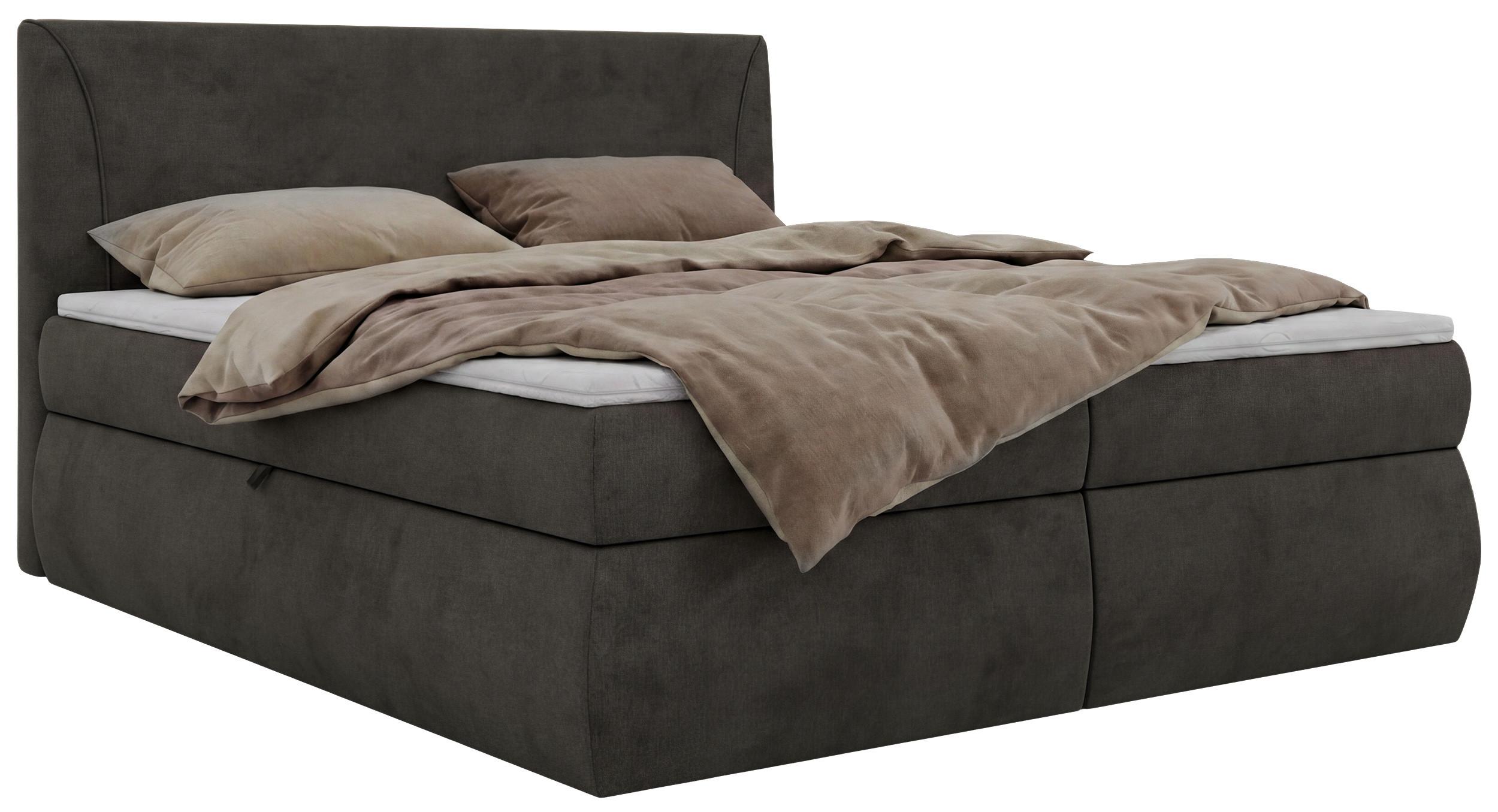 BOXBETT TARENZA 180/200 - Beige Velvet - Topper T25 - H3 - Dunkelgrau/Schwarz, Kunststoff/Textil (160/200cm) - MKS