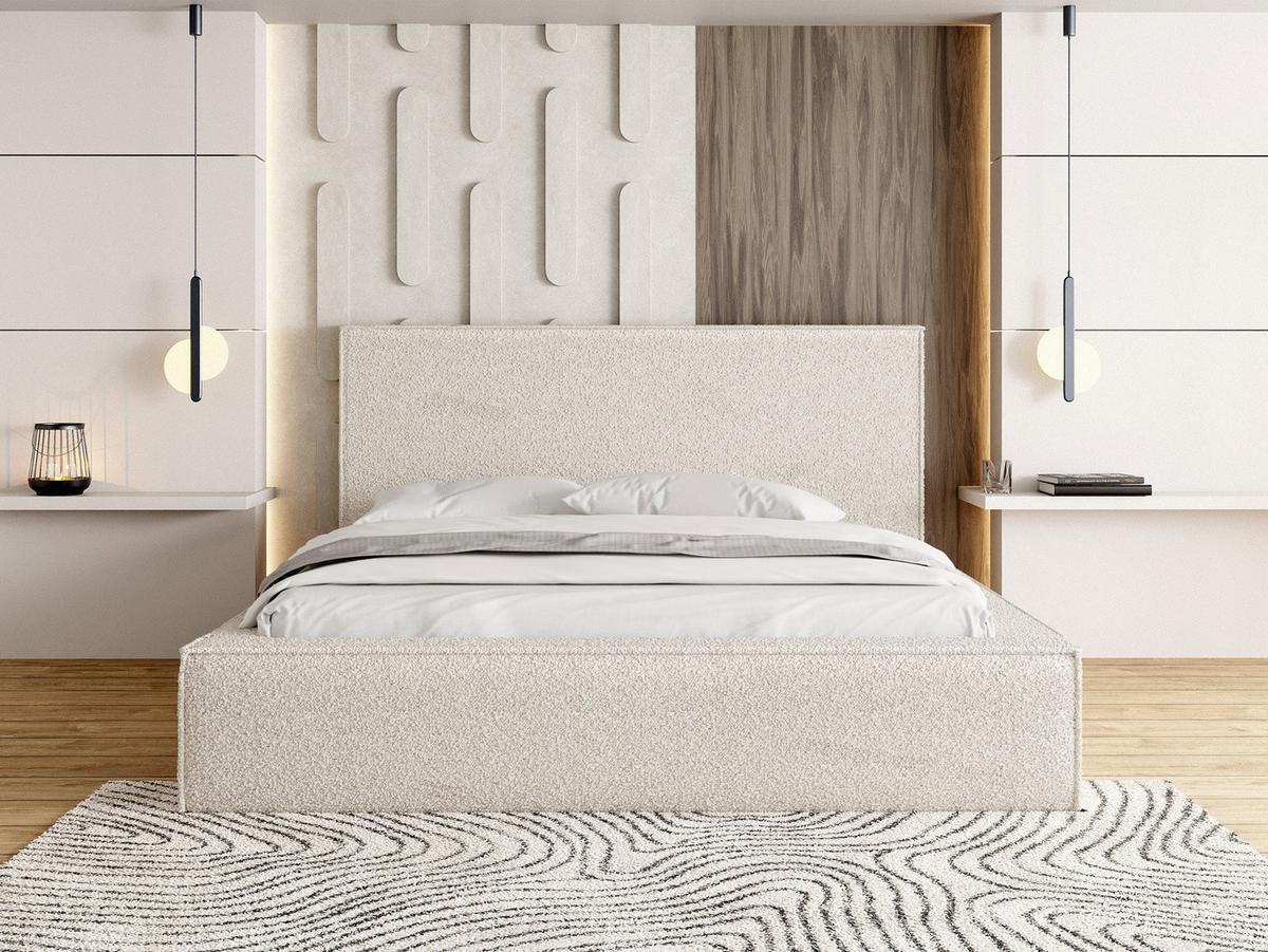 POLSTERBETT Terra mit Bettkasten, Beige Boucle 120x200 cm - Beige/Birkefarben, Holzwerkstoff/Kunststoff (120/200cm) - WFL GROUP