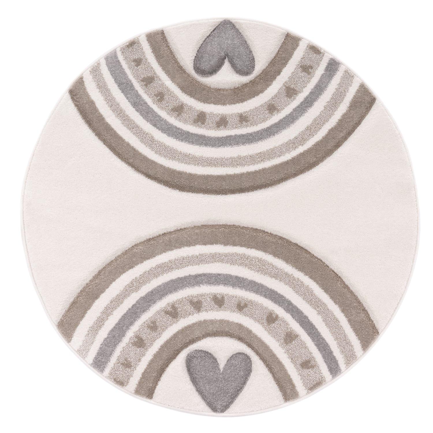 KINDERTEPPICH, mit Regenbogen- und Herz-Motiv, Beige, Ø 120 cm - Beige, Textil (120/120cm) - KADIMA DESIGN