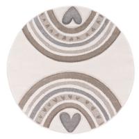 KINDERTEPPICH, mit Regenbogen- und Herz-Motiv, Beige, Ø 200 cm - Beige, Textil (200/200cm) - KADIMA DESIGN