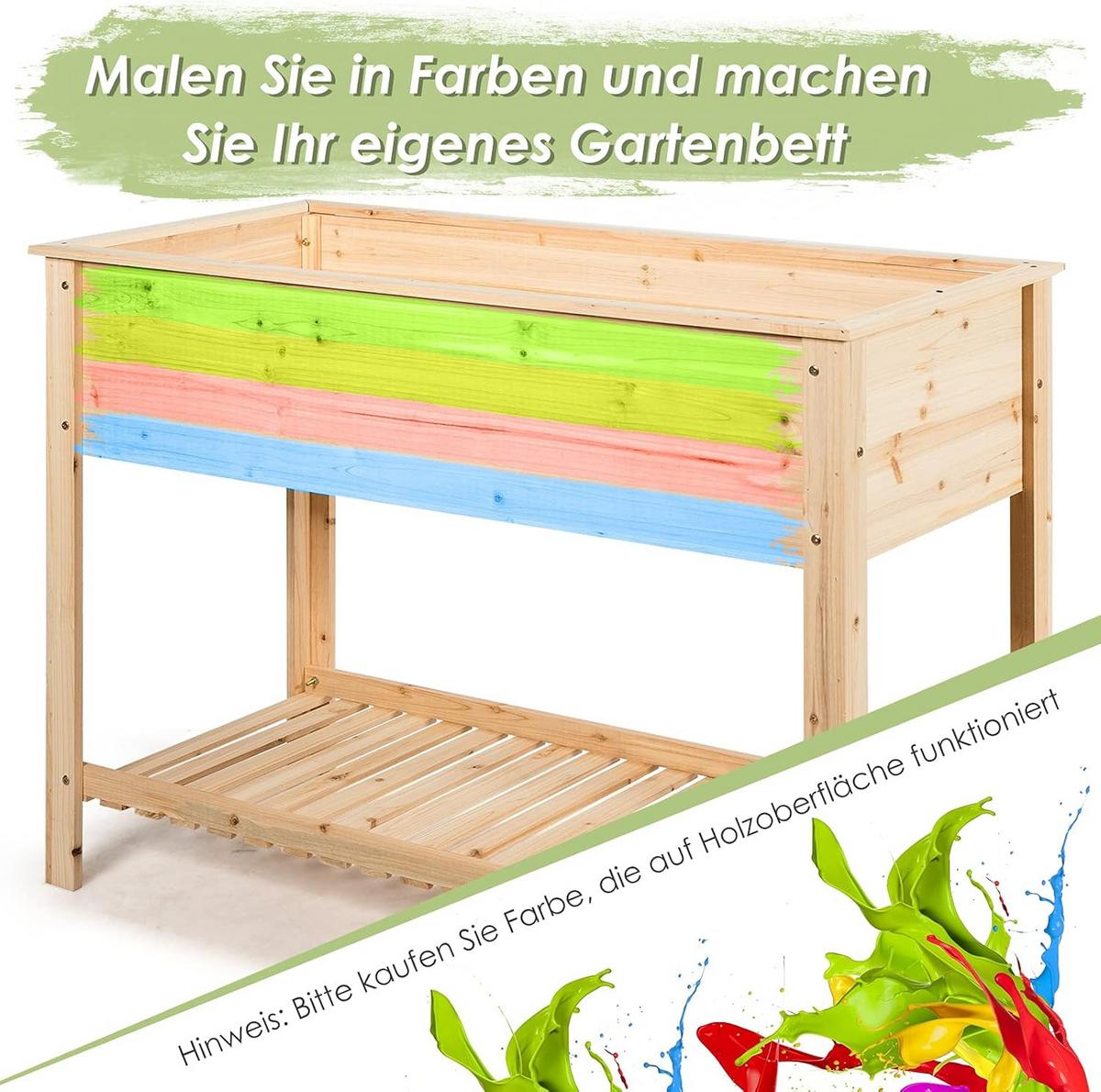 HOCHBEET Pflanzkübel Pflanzkasten Holz - Apfelbaumfarben, Holz (92/81/41cm) - COSTWAY