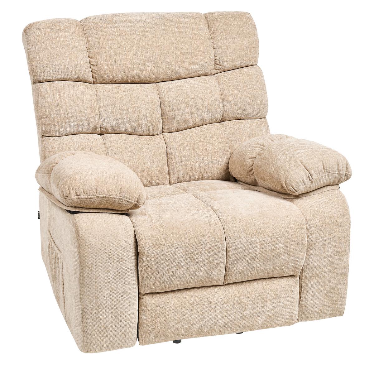ELEKTRISCHER-FERNSEHSESSEL mit Fußstütze Stoff Beige Ares - Beige, Textil (95/105/94cm) - Beliani