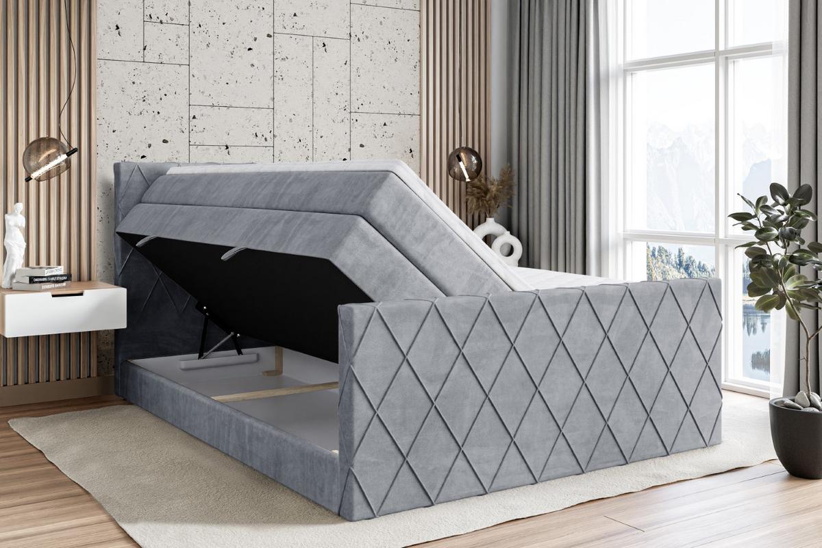BOXSPRINGBETT LEPARO-Z KING - 120 x 200 - H3/H4 - Grau - Grau, Holzwerkstoff (120/200cm) - ALTDECOR