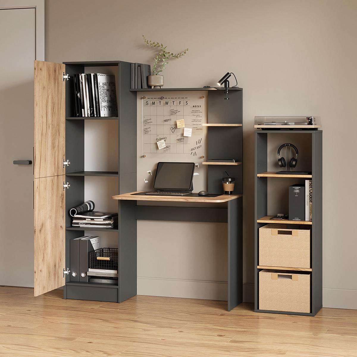 SCHREIBTISCH Rina Anthrazit/Goldkraft Eiche 122.9 x 168 cm - Honigeiche/Anthrazit, Holzwerkstoff (52/122.9/168cm) - Livinity®