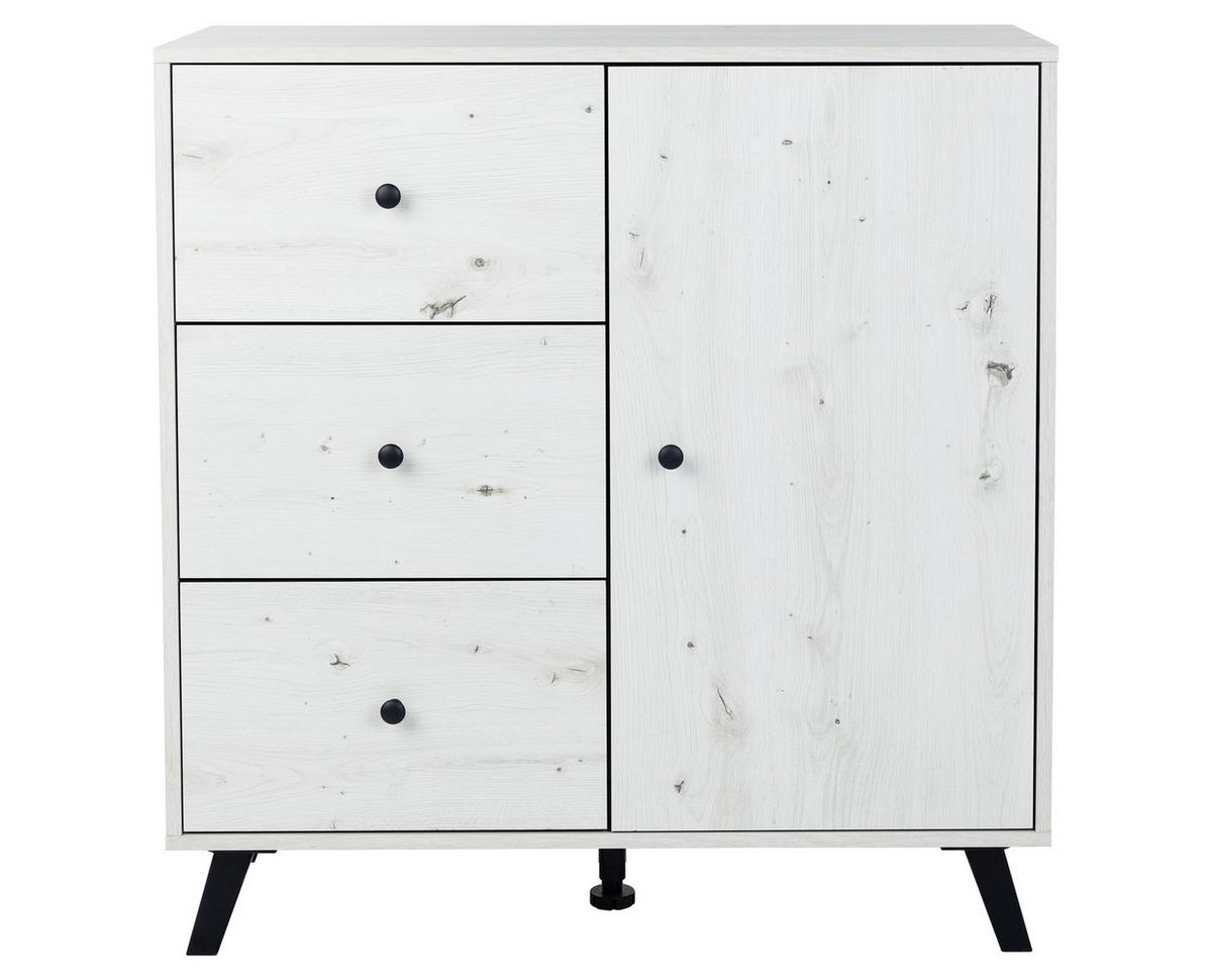 WICKELKOMMODE Lavea Landhausstil White Oak - Schwarz/Weiß, Holzwerkstoff/Kunststoff (88/100/75cm) - arthur berndt