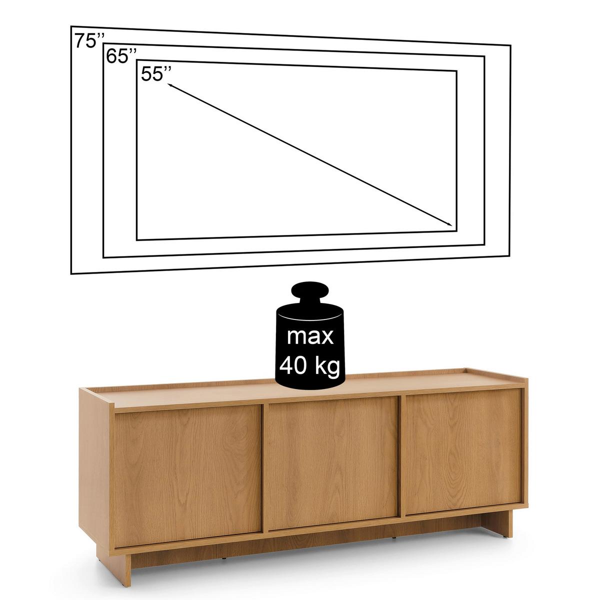 TV-LOWBOARD Yasumi 147 cm - Eichefarben, Holzwerkstoff (147/55/39cm) - Selsey