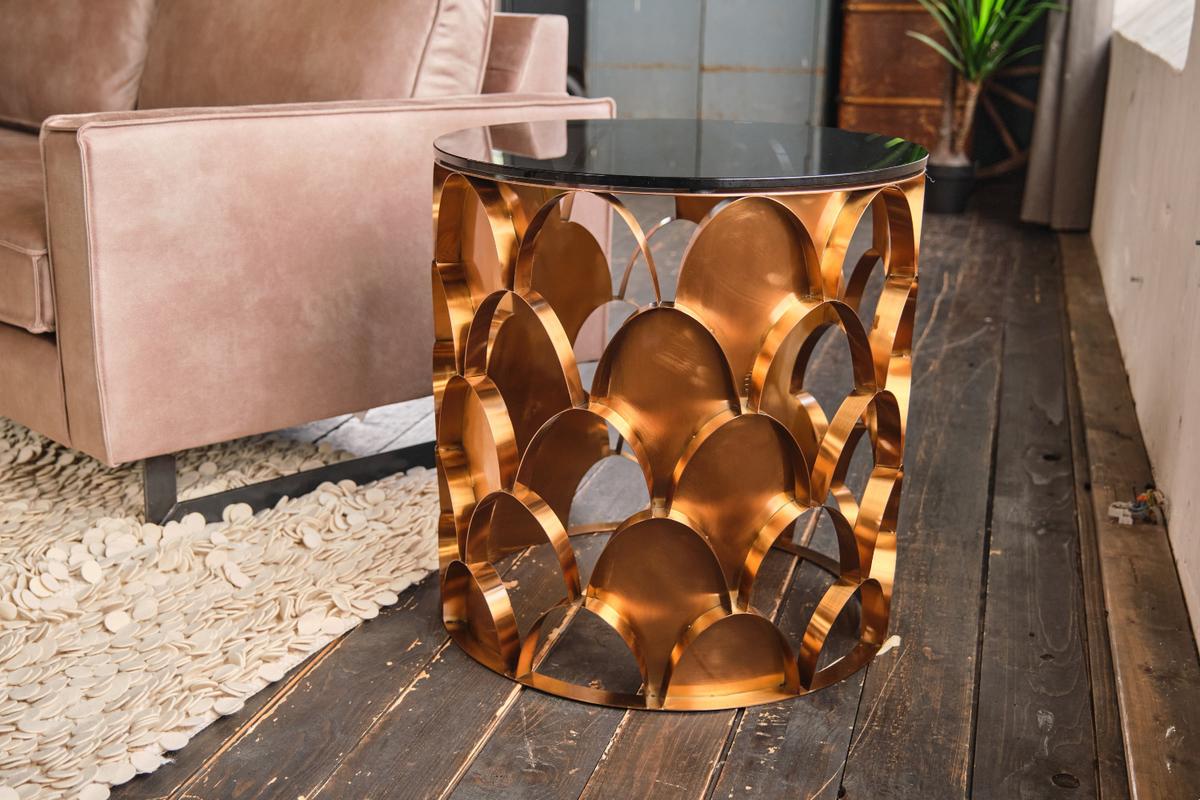 BEISTELLTISCH MEDINA Rosé Glas - Roségold/Rosa, Glas/Metall (60/60/60cm) - KAWOLA