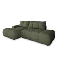 ECKSOFA FLUMA CL L-S Olivgrün Samtstoff mit Schlaffunktion - Olivgrün, Holzwerkstoff/Textil (279/158cm) - MASSENO