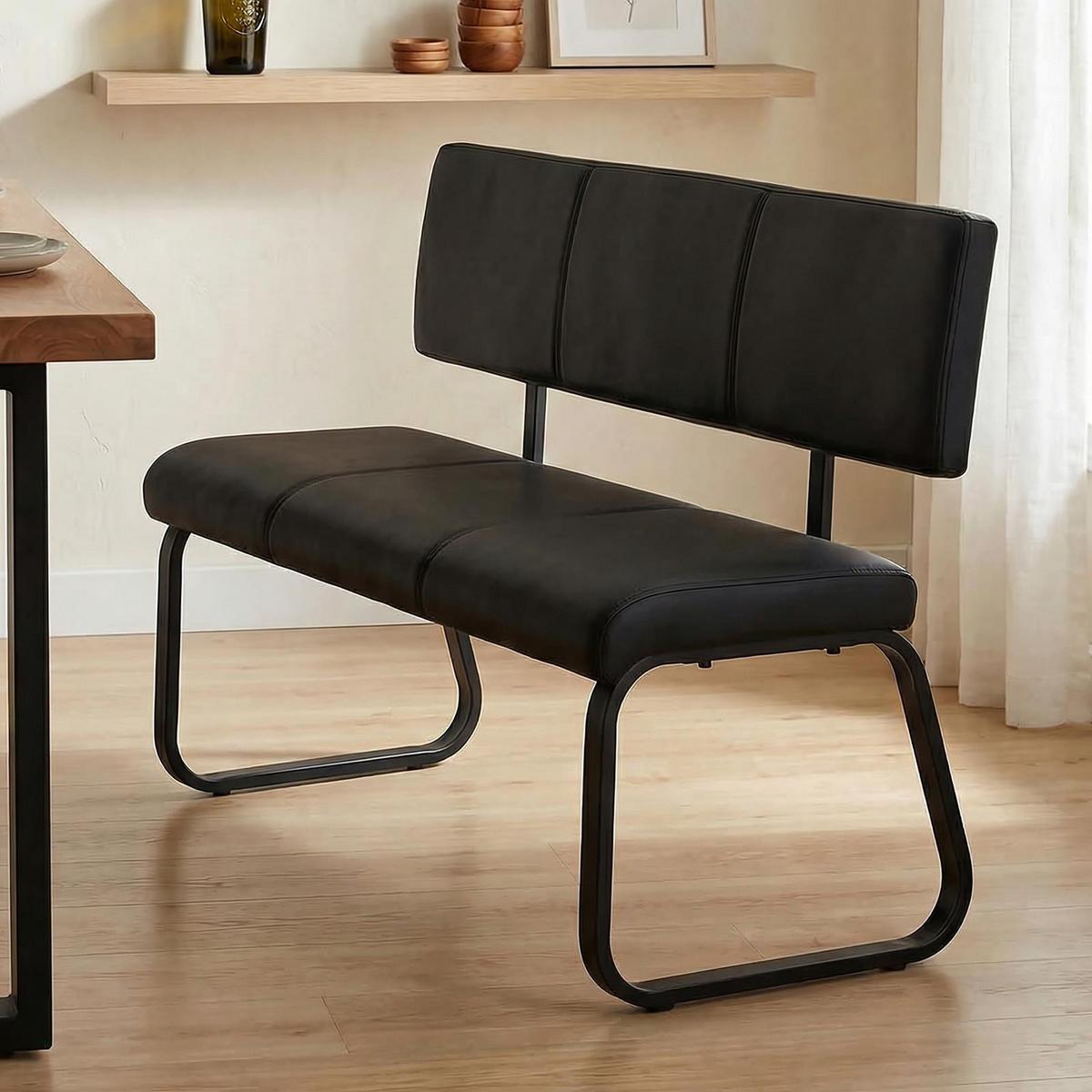 ESSZIMMERBANK VILAS schwarz - Schwarz, Textil/Metall (136/89/59cm) - IDIMEX