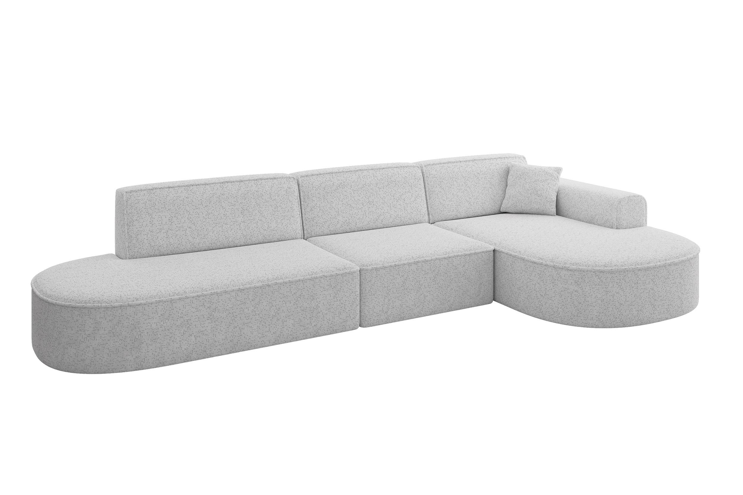 ECKSOFA Ottomane Rechts MARI-L2 - 328x171x79 cm Grau Tissu - Schwarz/Grau, Holzwerkstoff/Kunststoff (171/328cm) - ALTDECOR