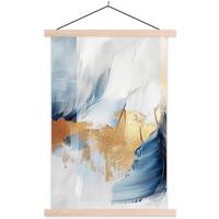 POSTER MIT MAGNETLEISTEN Gold - Blau - Aquarell - Kunst - Modern Deko Wohnzimmer 40x60 cm - Hellblau, Textil (40/60/0.15cm) - MuchoWow