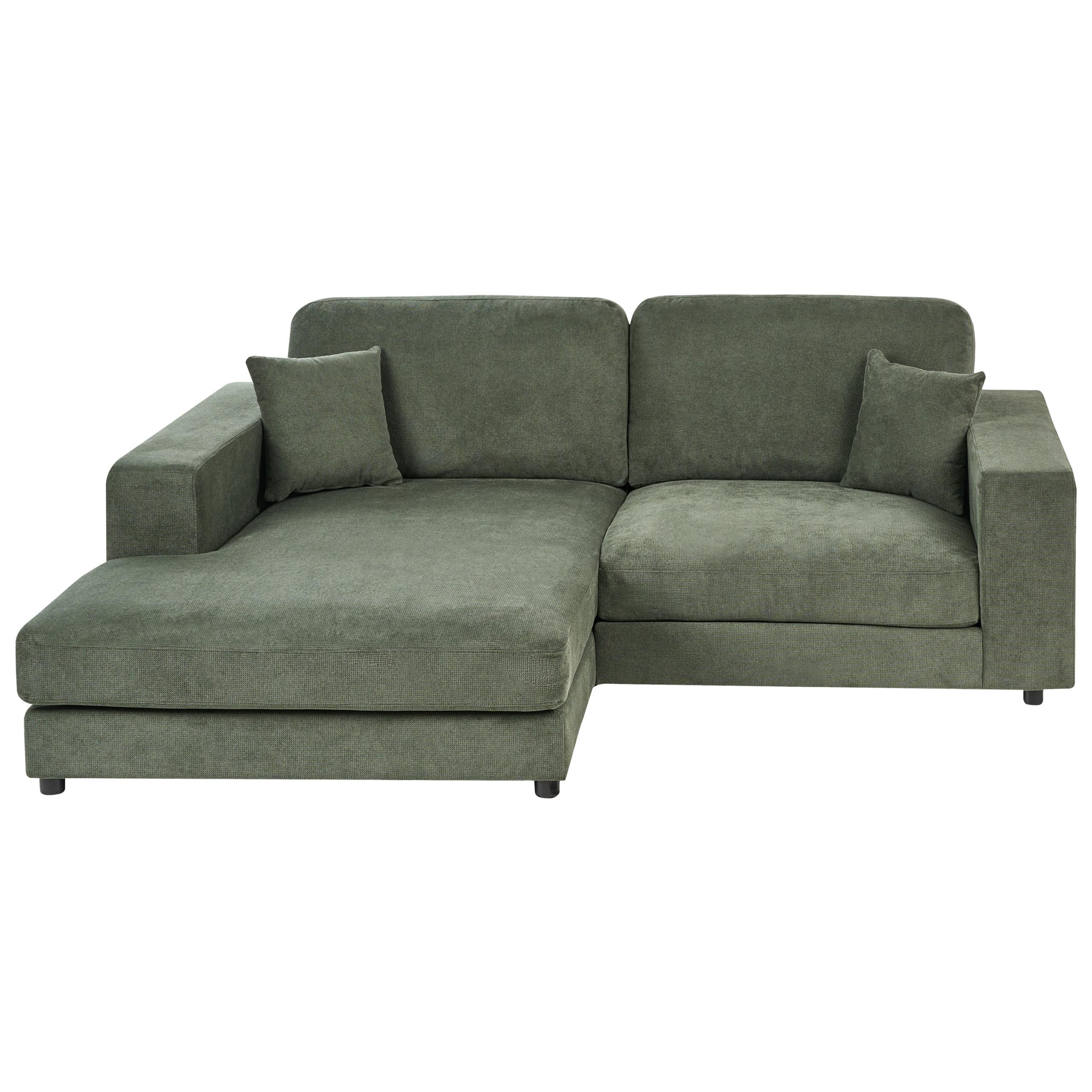 ECKSOFA 3-Sitzer Stoff Grün rechtsseitig Lofoten - Grün, Textil (250/185cm) - Beliani