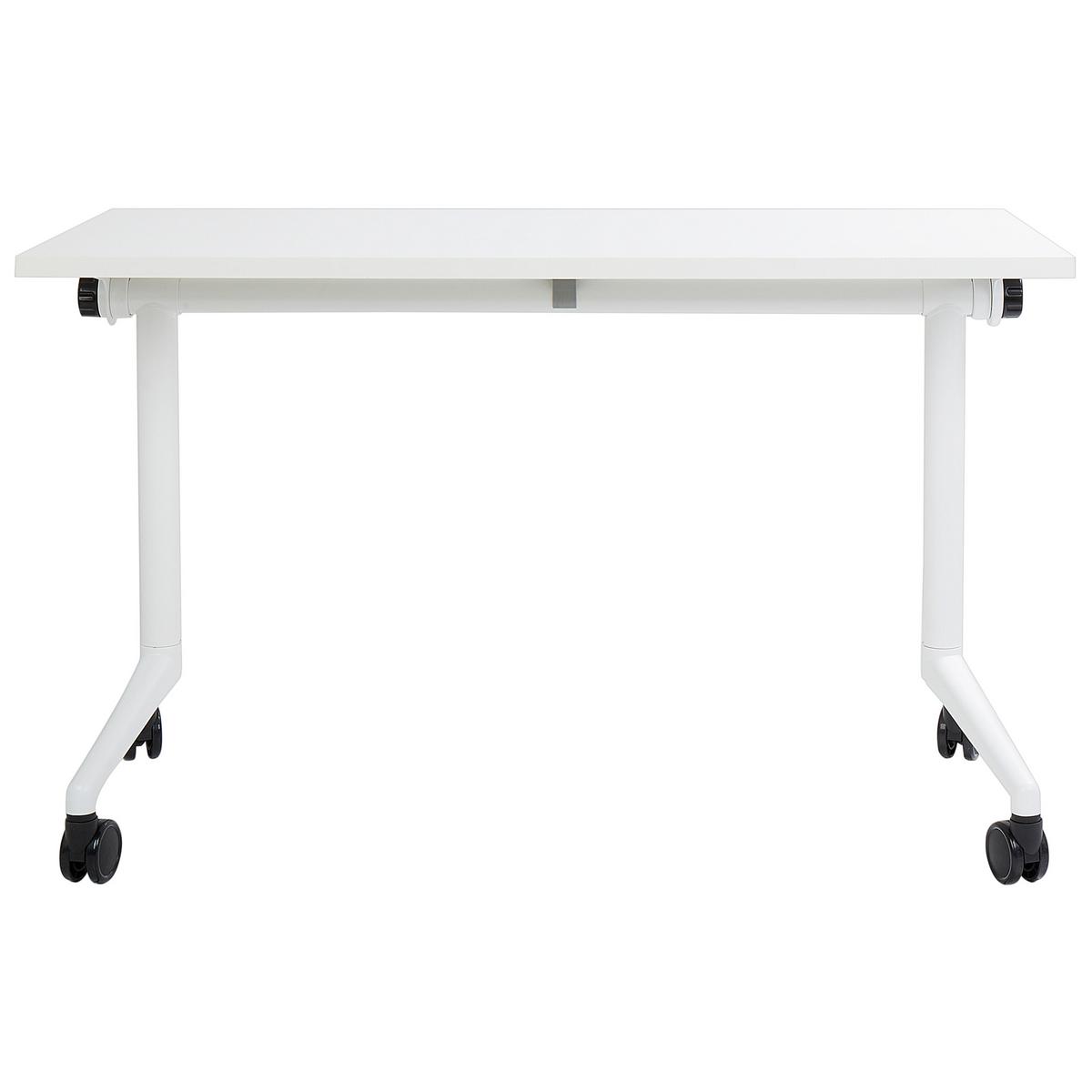 SCHREIBTISCH Zusammenklappbarer Weiß 120/60 cm mit Rädern Cavi - Weiß, Holzwerkstoff (60/120/75cm) - Beliani