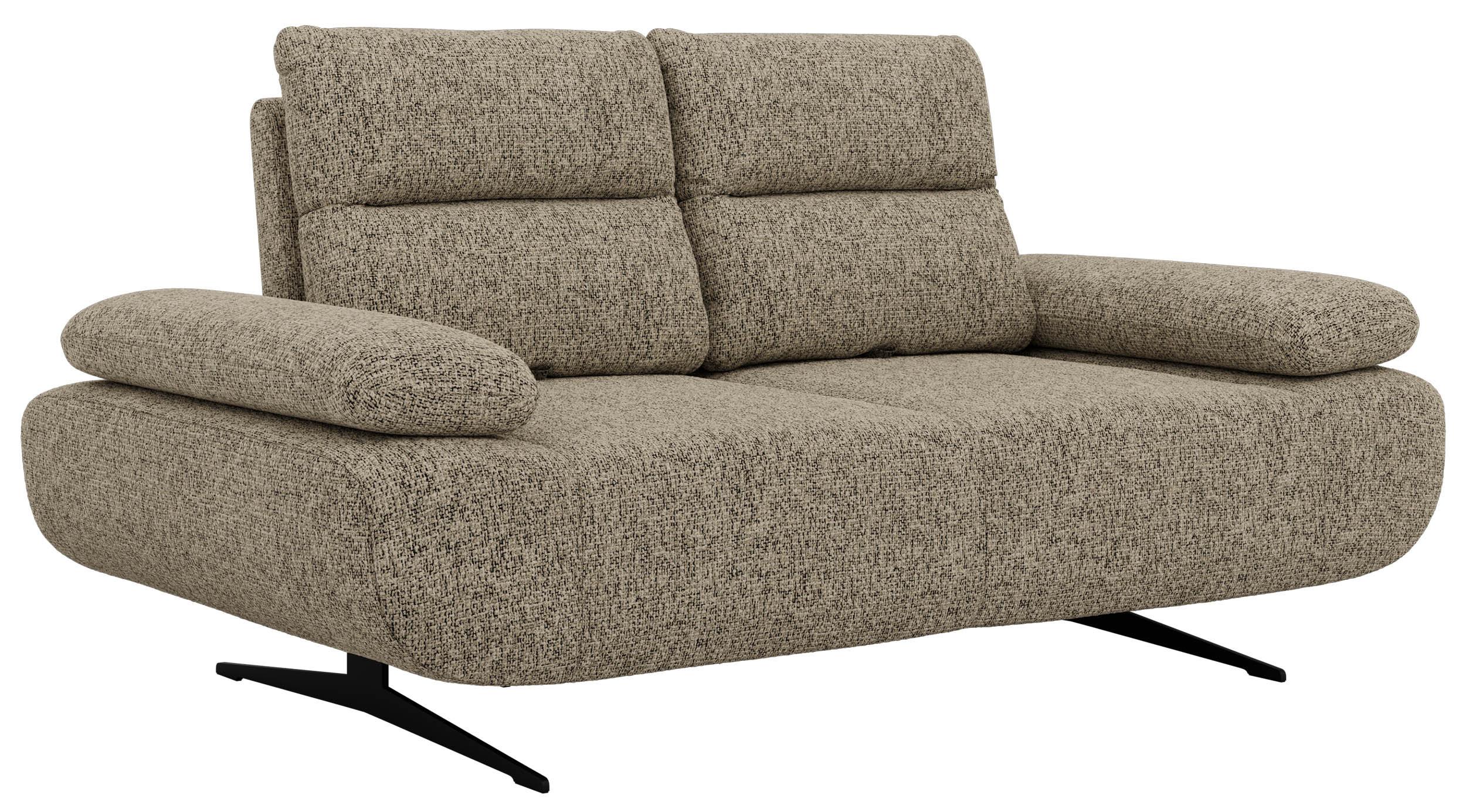 2-SITZER SOFA SORAE - Taupe Stukture - Taupe/Schwarz, Textil/Metall (182/94/107cm) - MKS