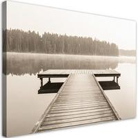 LEINWANDBILD Pier See Landschaft Natur 90x60cm - Beige, Textil (90/60cm) - Feeby
