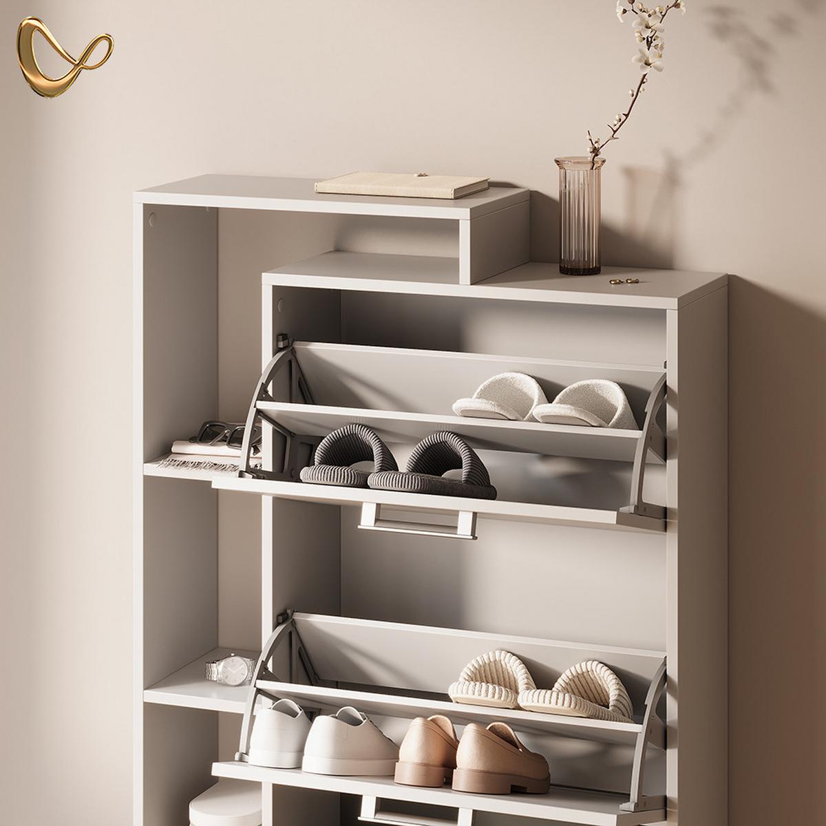 SCHUHKIPPER Ortello Weiß 80 x 128.3 cm mit 3 Fächern - Weiß, Holzwerkstoff (80/128.3/24.2cm) - Livinity®