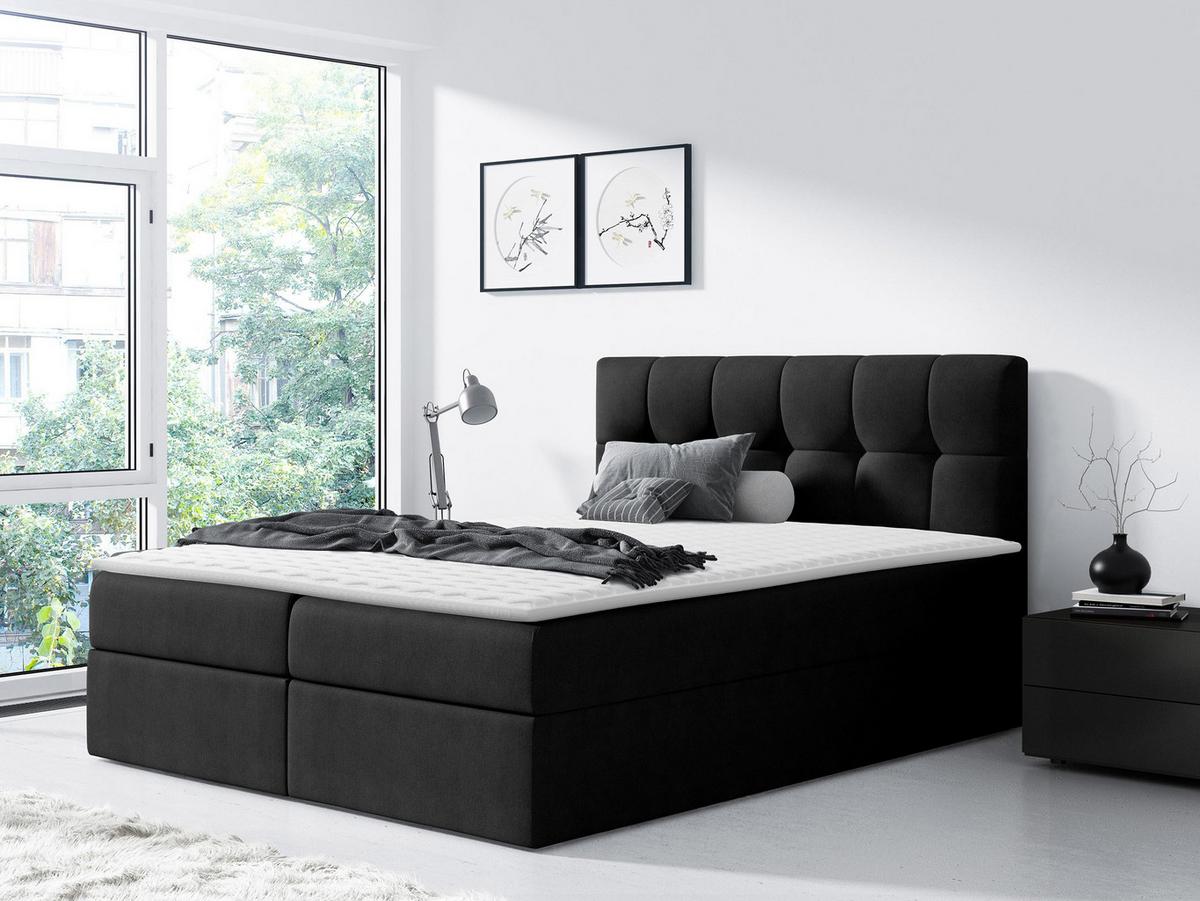 BOXBETT Rico - H3 - Schwarz, Holz/Textil (160/200cm) - MIRJAN24