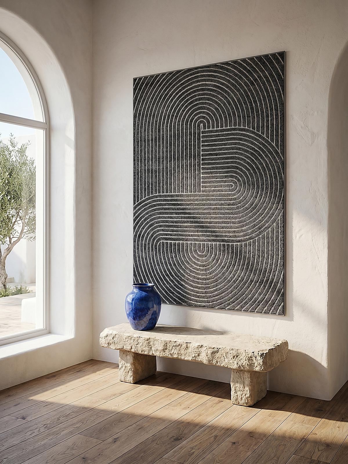 TEPPICH Outdoor Geometrisch MEZEN Polypropylen Anthrazit 120 x 160 cm - Anthrazit, Textil (120/160cm) - KADIMA DESIGN