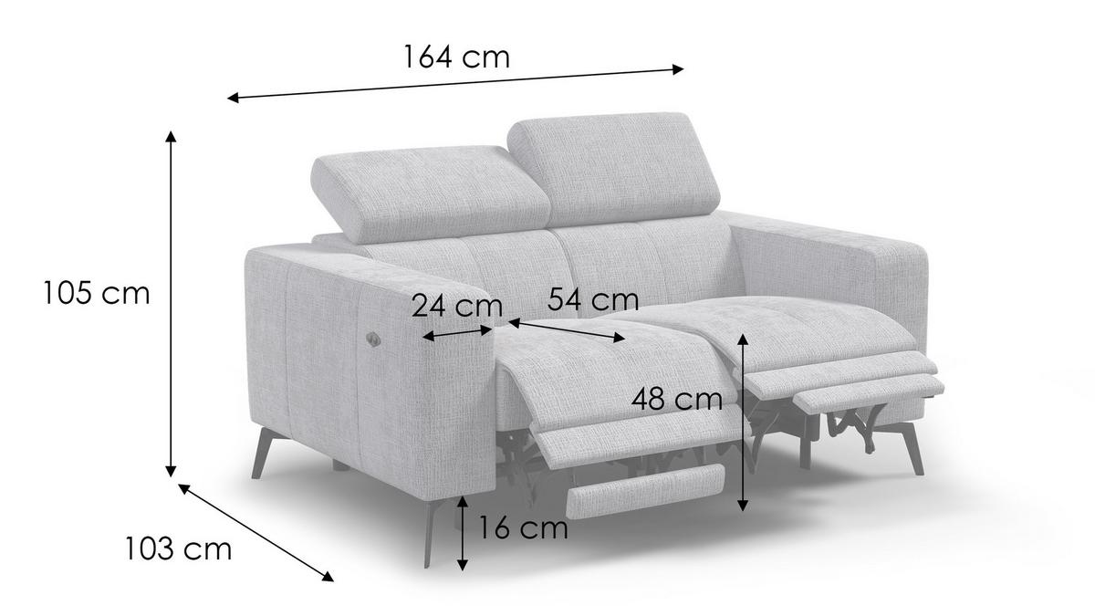 RELAXSOFA MORELLO 2-Sitzer, hellgrau, 2 x Relax Zero Gravity - Hellgrau, Holz/Textil (164/82/103cm) - Wozimo