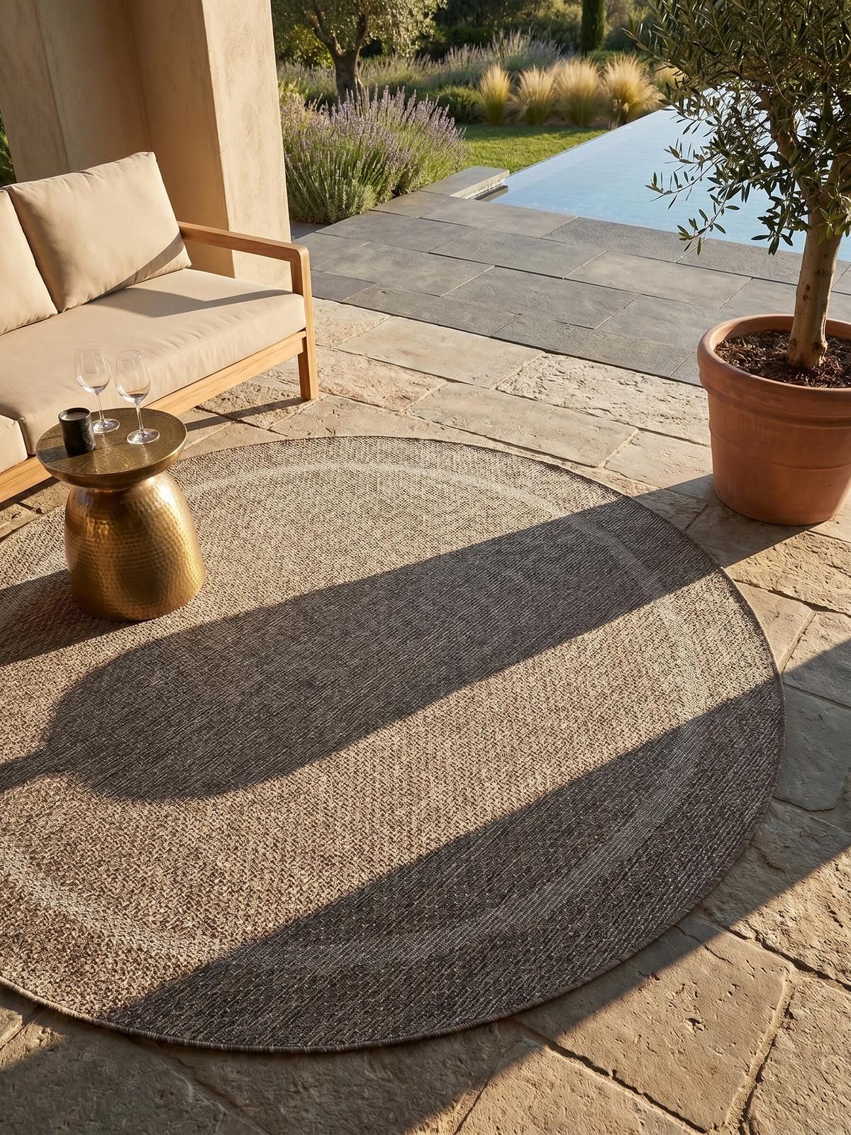 TEPPICH Outdoor ALSTER in Braun, einfarbig, Ø 200 cm - Braun, Textil (200/200cm) - KADIMA DESIGN
