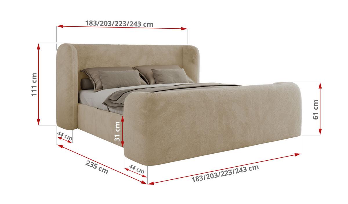 POLSTERBETT EMORA CLASSIC DUO 140/200 - Creme Plüsch - Multipocket-Matratze - Creme, Textil (140/200cm) - MKS