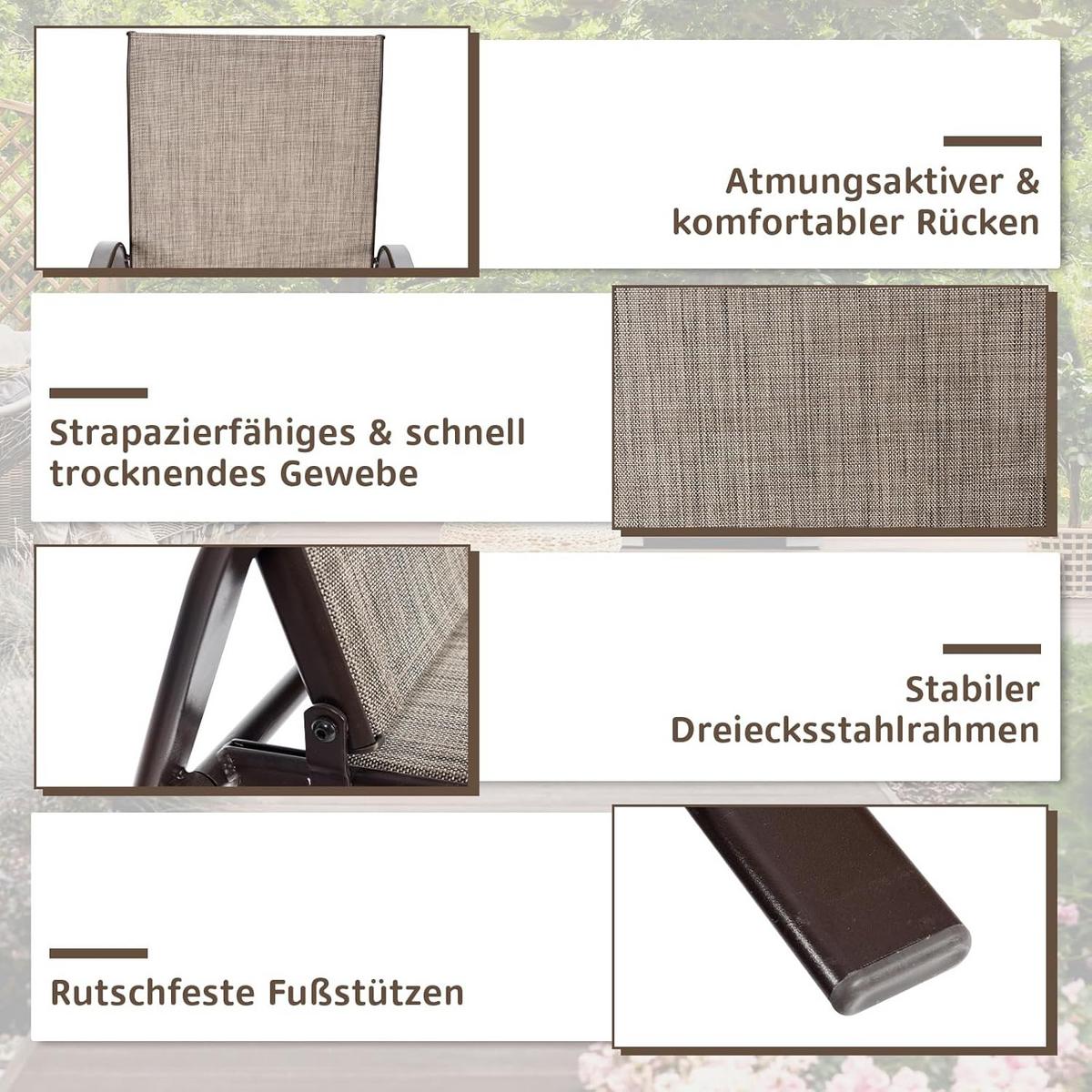GARTENSTÜHLE Grau(2er-Set) - Grau, Metall - COSTWAY