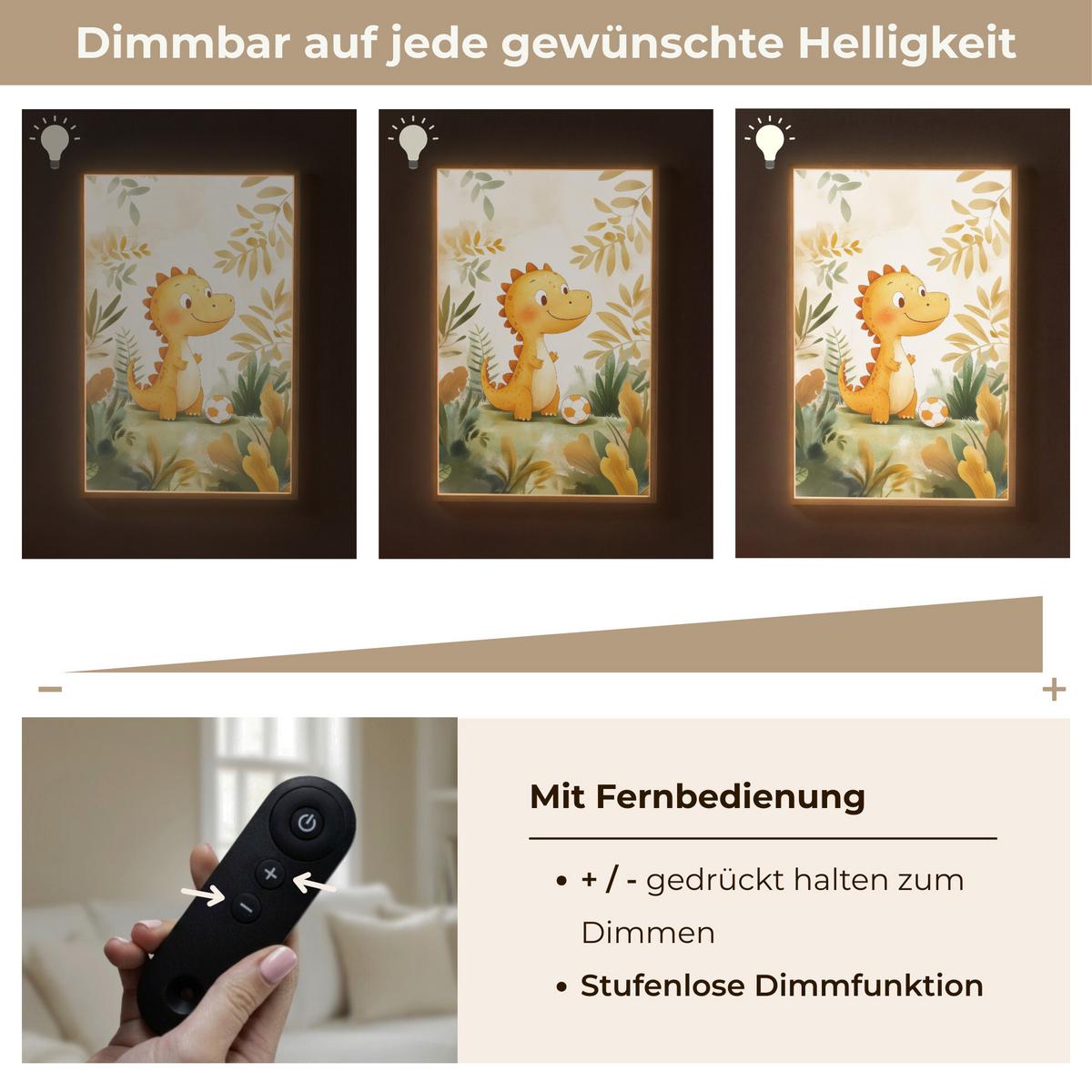 WANDLEUCHTE MIT AKKU Dino - Fußball - Orange 70x100 cm - Beige, Holzwerkstoff (70/100/8cm) - OnlyWow