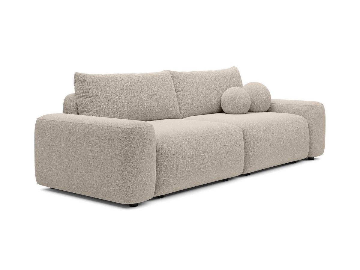 BETTSOFA RUOTA Beige Bucle-Stoff mit Schlaffunktion - Beige, Textil (105/87/257cm) - MASSENO
