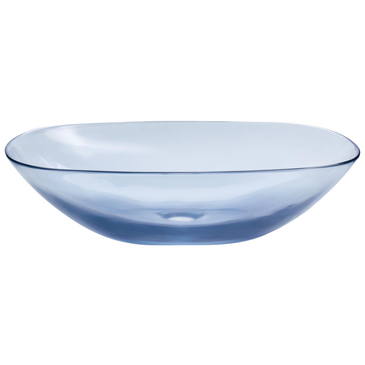 AUFSATZWASCHBECKEN Blau 54/36 cm Mineralwerkstoff Moengo - Blau/Transparent, Keramik (54/15/36cm) - Beliani