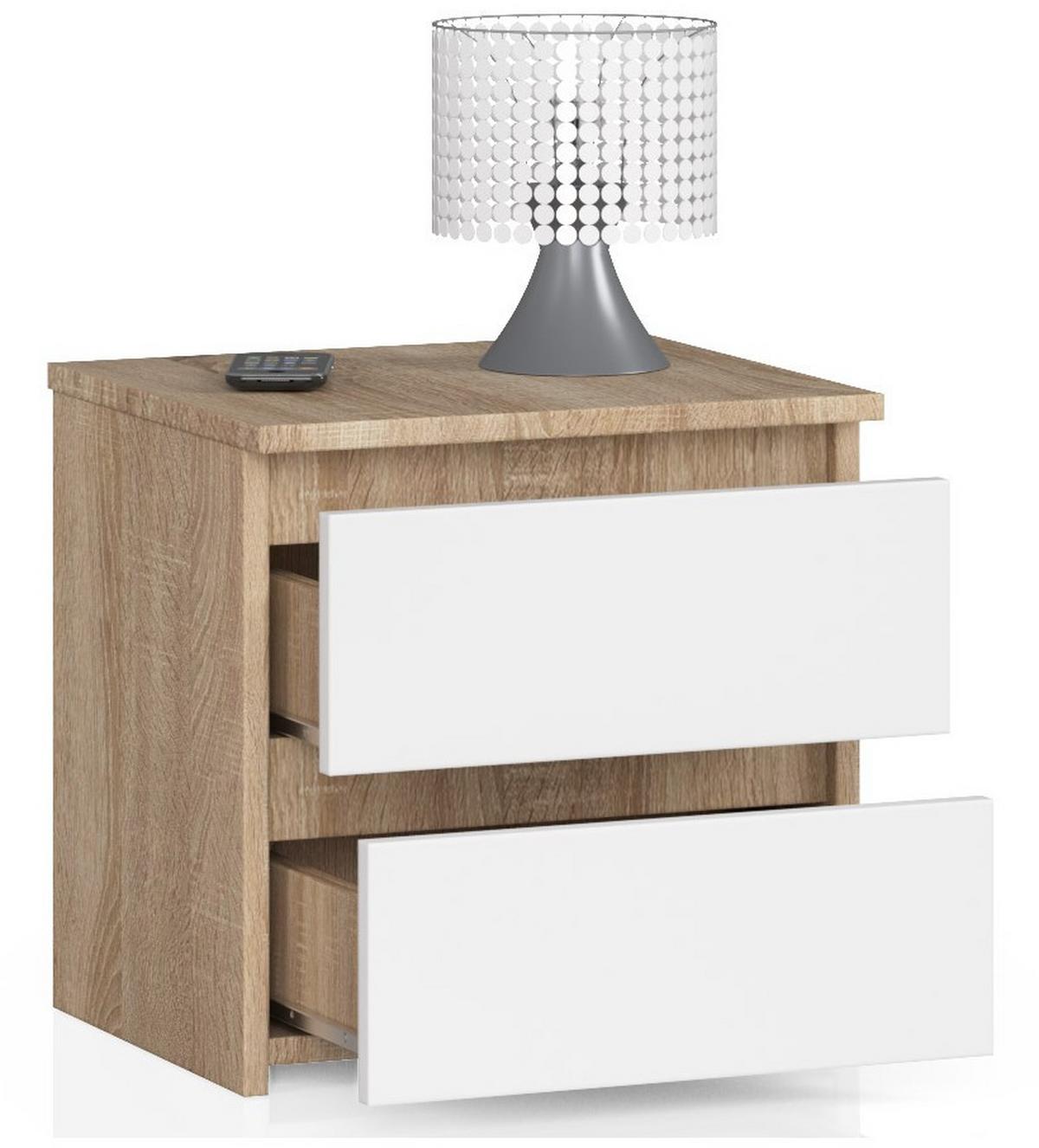NACHTTISCH Eiche Sonoma, Weiß 40/40/35 - Weiß, Holzwerkstoff (40/40/35cm) - RAUMHIRSCH FURNITURE