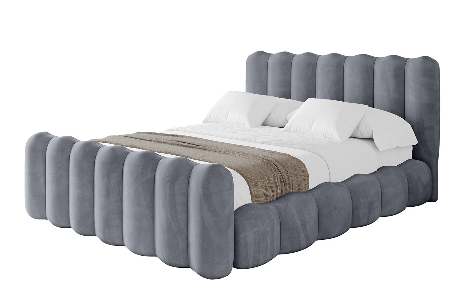 POLSTERBETT mit Bettkasten, Fußteil und Lattenrost, Bett mit Matratze H3/H4 - SORA-Z 180x200 Grau - Grau, Holzwerkstoff/Textil (180/200cm) - ALTDECOR