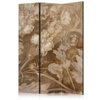 PARAVENT Beidseitig Bedruckter 3-tlg 135x172 cm Beige Blumen Vintage - Beige, Holz/Textil (135/172/3cm) - Muralo