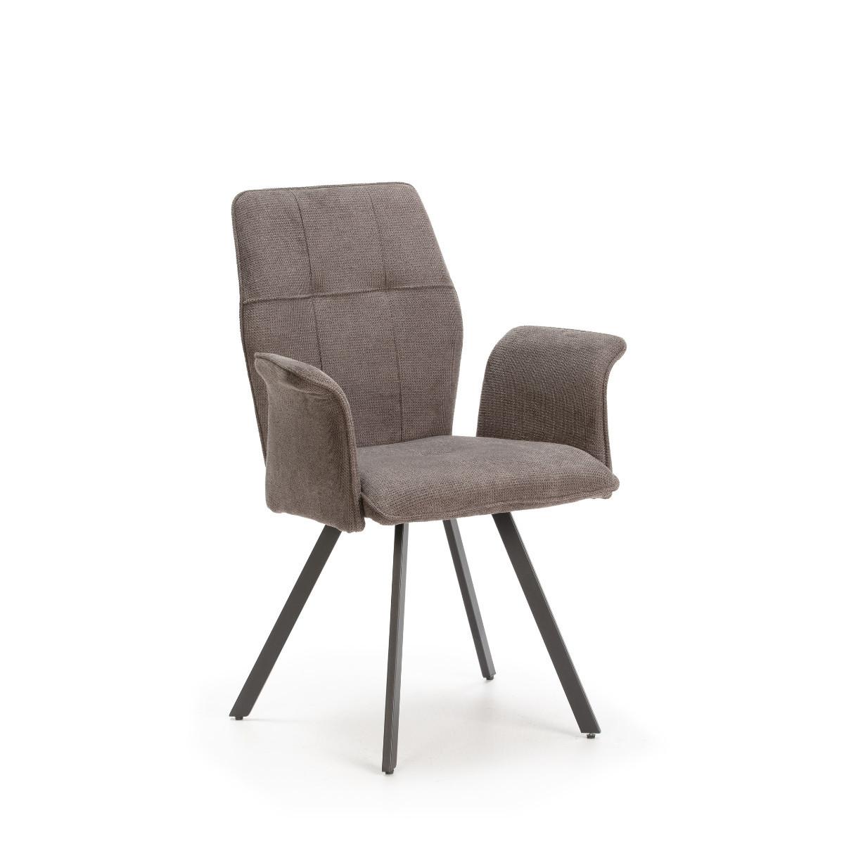 SESSEL (Set aus 2) aus stoff mit schwarzen metallbeinen - mery 62/60/47 cm - Dunkelgrau, Textil (60/47/62cm) - Calicosy