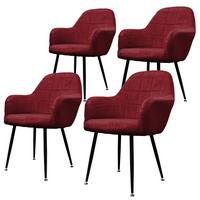 ESSZIMMERSTUHL 4er Set Bordeaux Samt - Bordeaux/Schwarz, Textil/Metall (60/84/58cm) - ECD-Germany