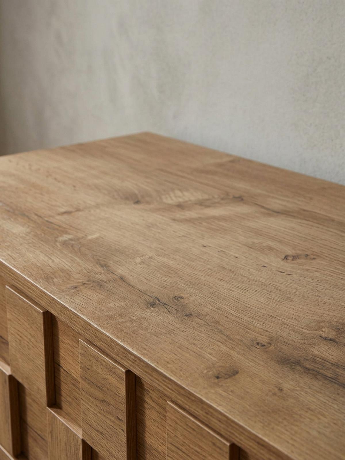 LOWBOARD Eiche-Dekor Modern Stil für 70-Zoll Fernseher - Braun, Eichenholz/Holz (160/51/40cm) - KADIMA DESIGN