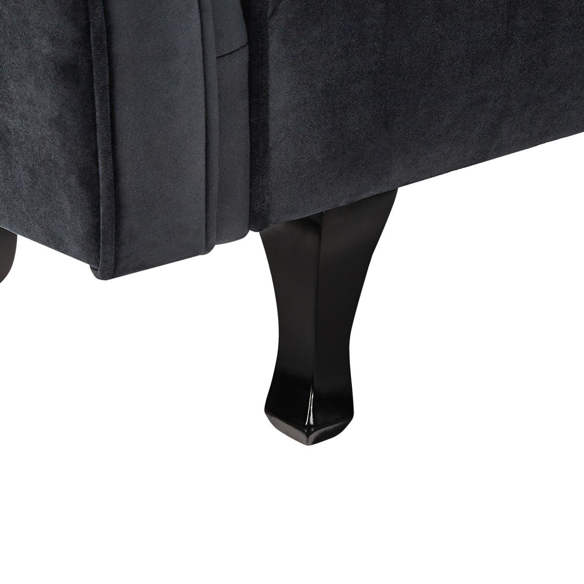 CHAISELONGUE-LINKSSEITIGE Samtstoff Schwarz mit Kissen Lattes Ii - Schwarz/Braun, Textil (192/81/59cm) - Beliani