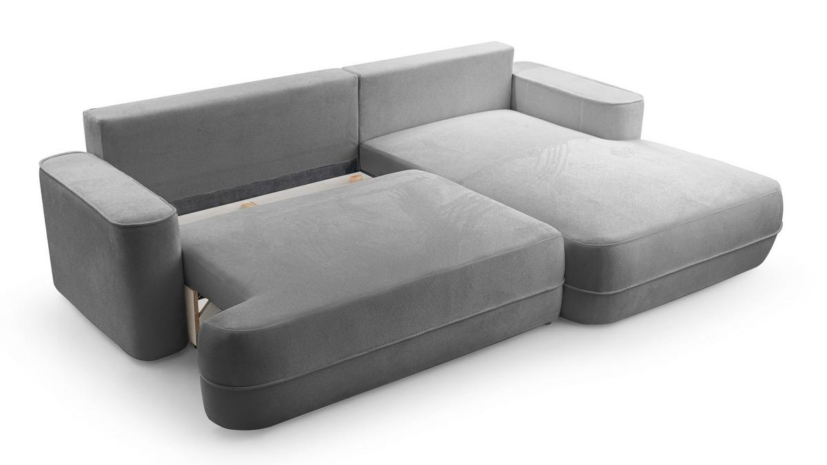 ECKCOUCH L Form Peoni Hellgrau 267/168/87 cm mit Schlaffunktion R - Hellgrau/Schwarz, Kunststoff/Textil (267/168cm) - AX Living