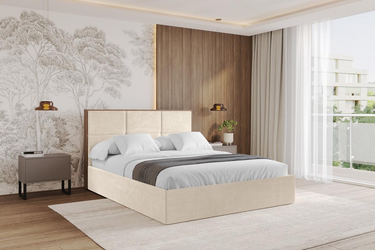 POLSTERBETT mit Bettkasten und Lattenrost, Bett mit Matratze H3/H4 - LILA 140x200 Beige - Kaschmir, Holzwerkstoff/Textil (140/200cm) - ALTDECOR