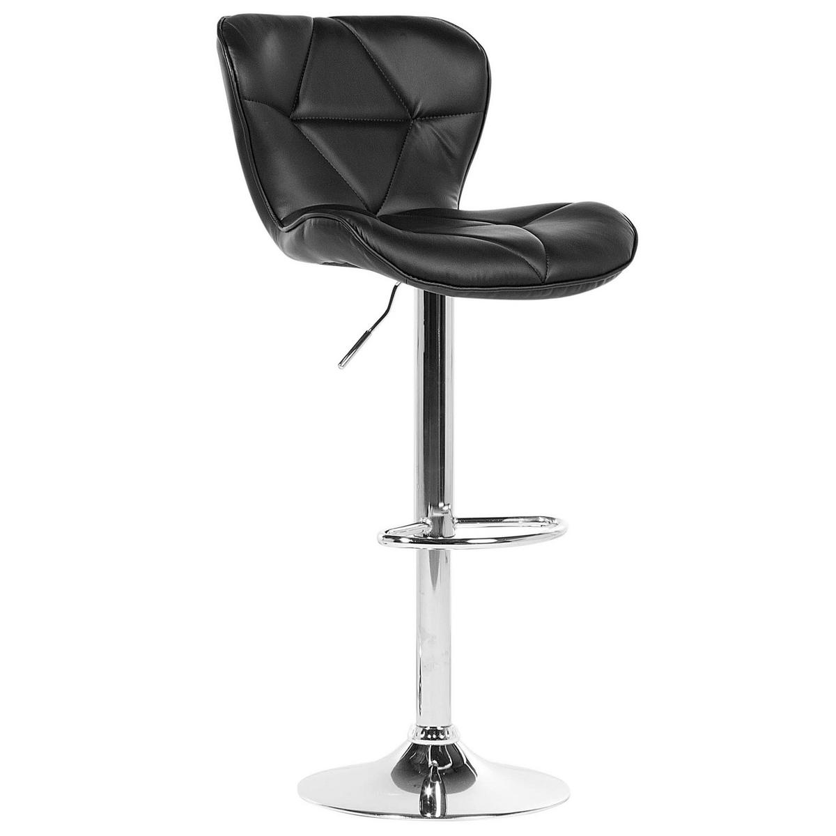 BARHOCKER 2er-Set Kunstleder Schwarz Valetta - Schwarz, Textil/Metall (39/109/48cm) - Beliani