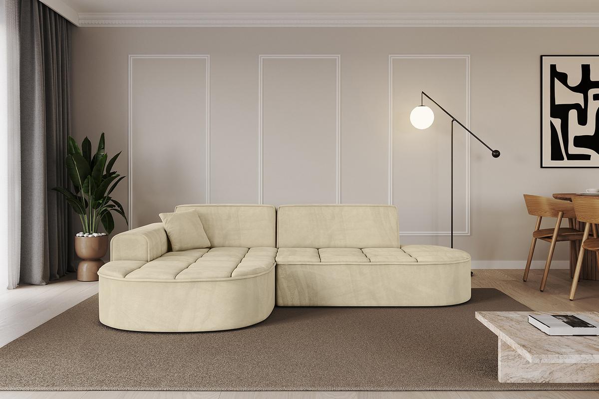 ECKSOFA Ottomane Links TARO-L1 - 243x171x79,5 cm Beige - Beige, Holzwerkstoff/Textil (243/171cm) - ALTDECOR