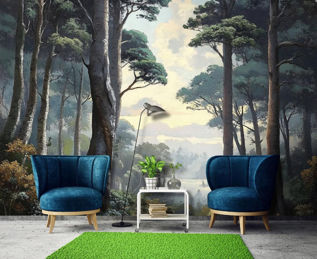 FOTOTAPETE 3D Effekt Wald Natur 250x175 - Multicolor, Papier (250/175cm) - Wallarena