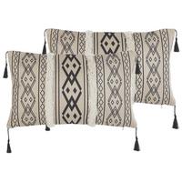 DEKOKISSEN 2er-Set Beige 30/50 cm Pulmonaria - Beige, Textil (30/50cm) - Beliani