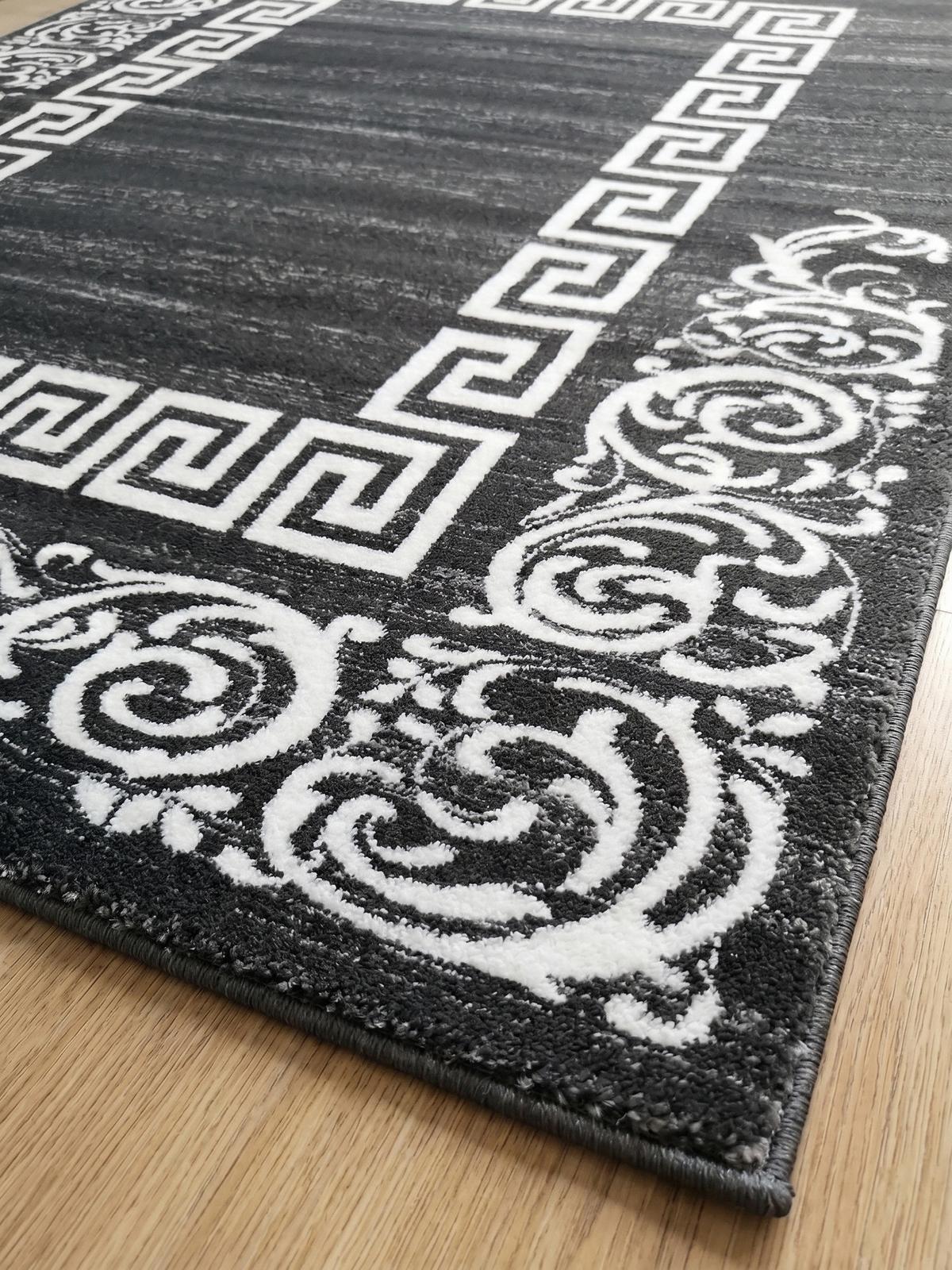 TEPPICH Kurzflor ASPEN in Grau, mit Mäander-Muster, 80 x 300 cm - Grau, Textil (80/300cm) - KADIMA DESIGN
