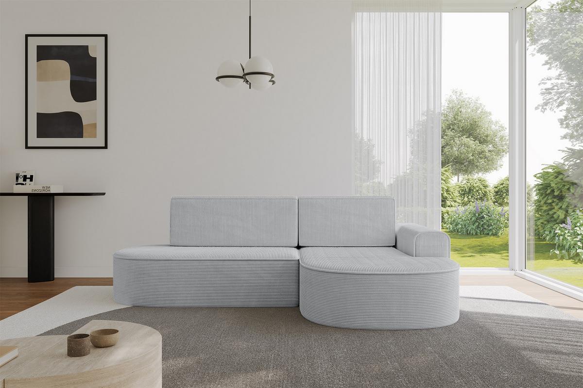 ECKSOFA mit Schlaffunktion und Bettkasten Ottomane Rechts MARI-L1-S - 283x167x73 cm Grau Cord - Graphitfarben/Schwarz, Holzwerkstoff/Kunststoff (167/283cm) - ALTDECOR
