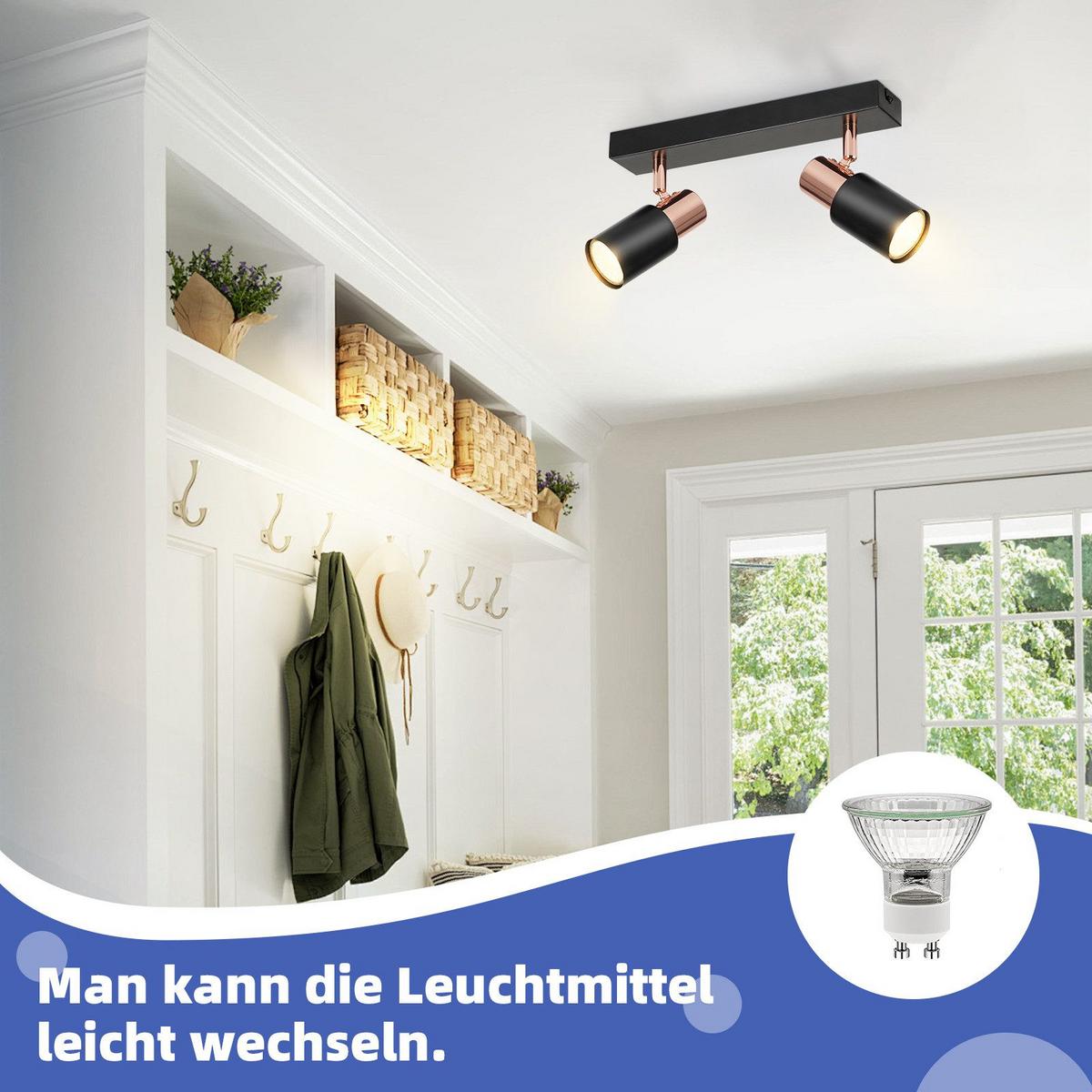 DECKENSTRAHLER Albstadt 2-flammig 28/5.5/15.5 cm - Schwarz, Metall (28/5.5/15.5cm) - Nettlife