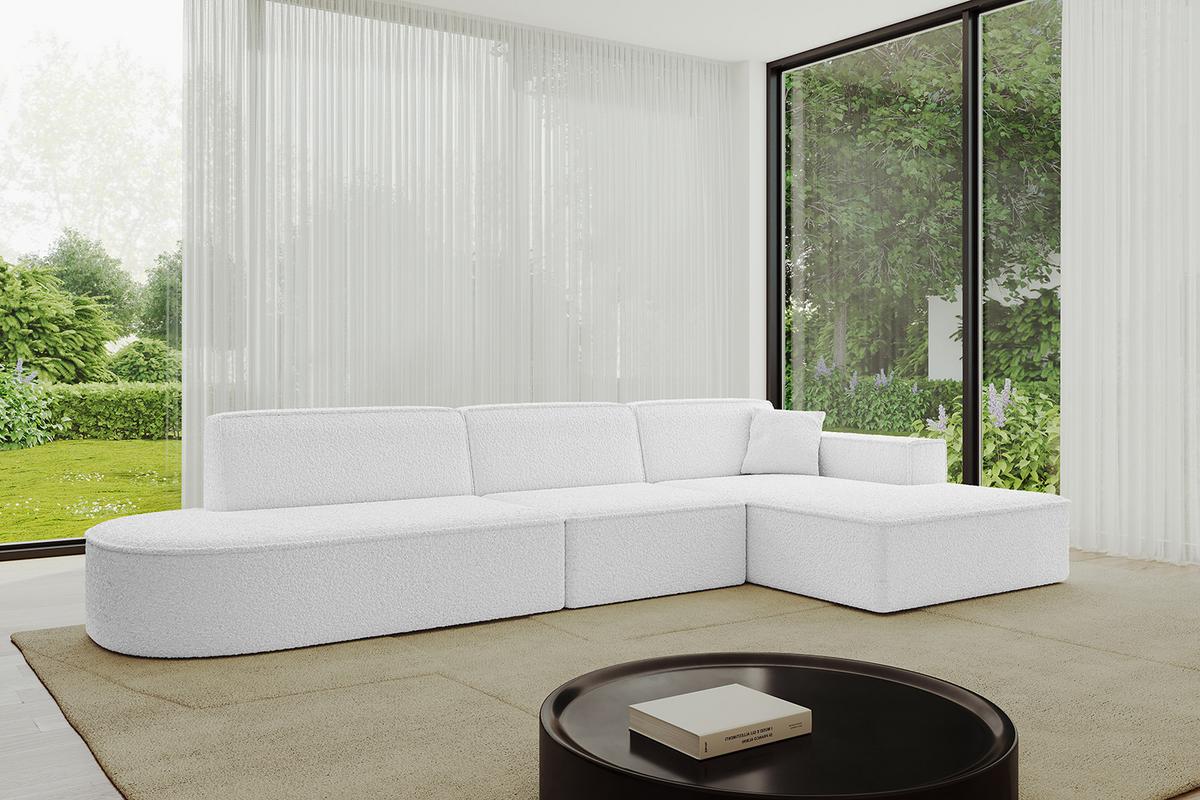 ECKSOFA Ottomane Rechts IREA-L2-v4 - 327x165x77 cm Weiß - Weiß, Holzwerkstoff/Textil (327/165cm) - ALTDECOR