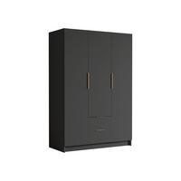 KLEIDERSCHRANK Calwi I - Goldfarben/Schwarz, Holzwerkstoff/Kunststoff (150/216/60cm) - MIRJAN24